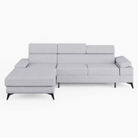 ECKSOFA VENTO Links Hellgrau Velours Premium L-Form Couch mit Schlaffunktion & Bettkasten - Hellgrau/Schwarz, Holz (190/261cm) - Barchello