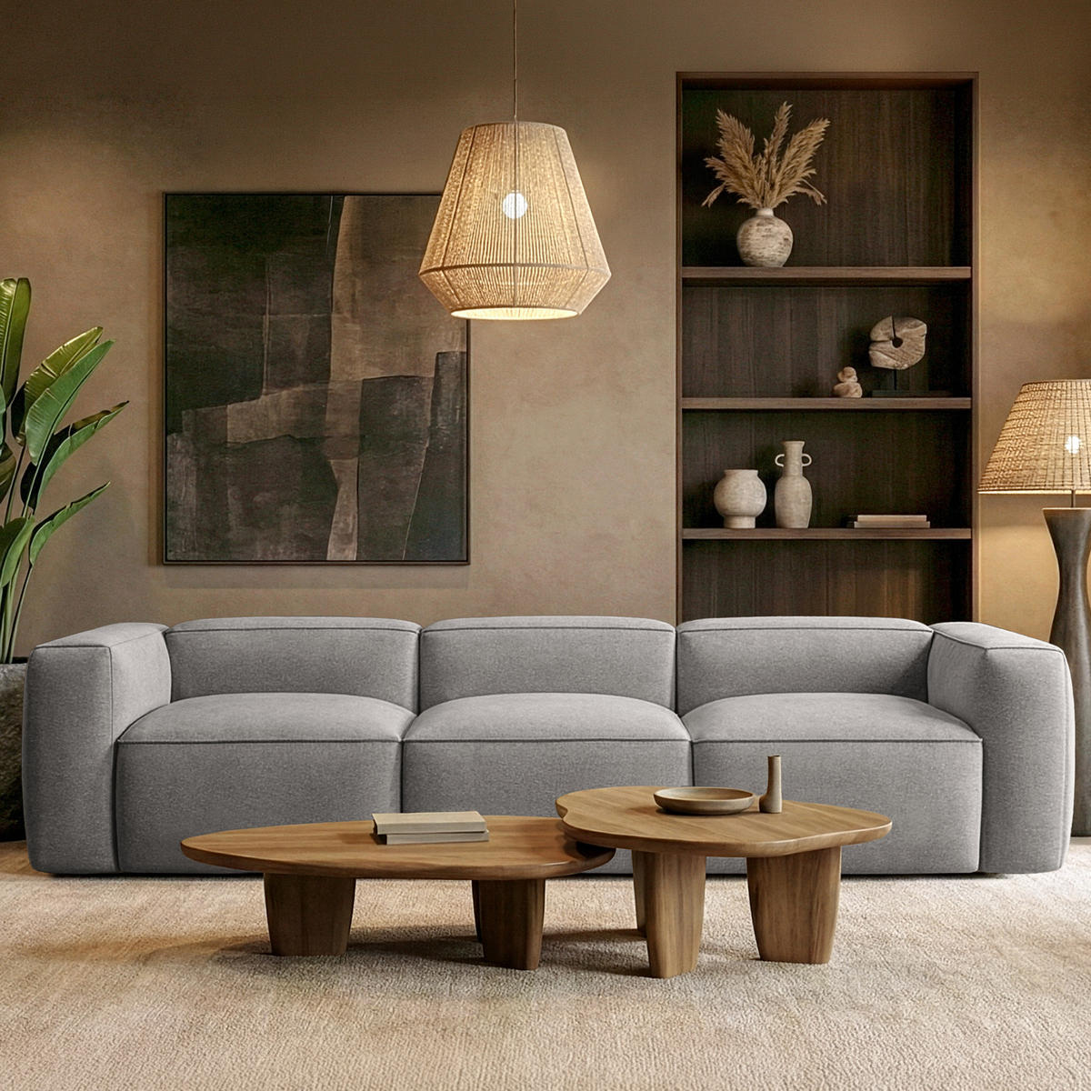 3-SITZER SOFA FUBBO, Hellgrau - Hellgrau, Holz/Holzwerkstoff (290/73/96cm) - KONSIMO®