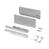 AUSSENSCHUBLADE Vertex 40Kg Höhe 178mm, Tiefe 450mm, Stahl, Lackiert Grau - Silberfarben, Metall (24.5/6/48cm) - EMUCA