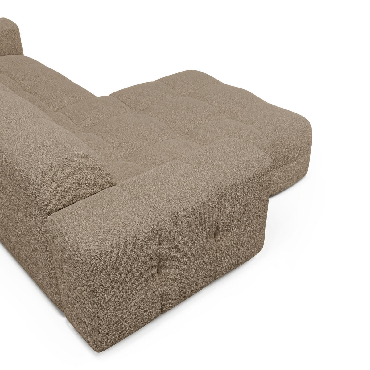 ECKSOFA LINKS Bouclé-Stoff Taupe 230cm - Taupe, Textil (155/230cm) - Sia Home