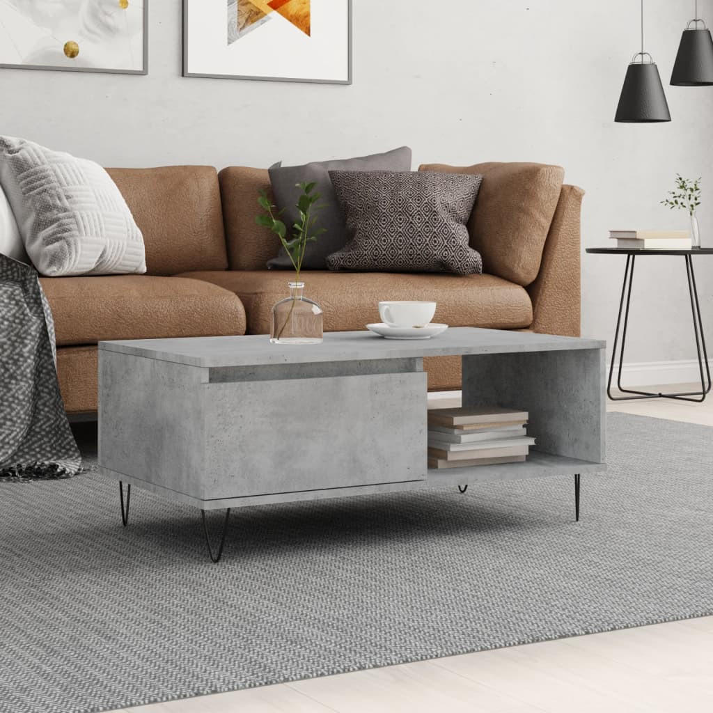 COUCHTISCH Betongrau 90x50x36,5 cm Holzwerkstoff - Grau, Holzwerkstoff (50/90/36.5cm) - furnicato