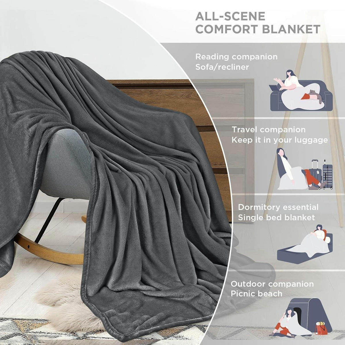 KUSCHELDECKE 150x200 cm Dunkelgrau - Anthrazit, Textil (150/200cm)