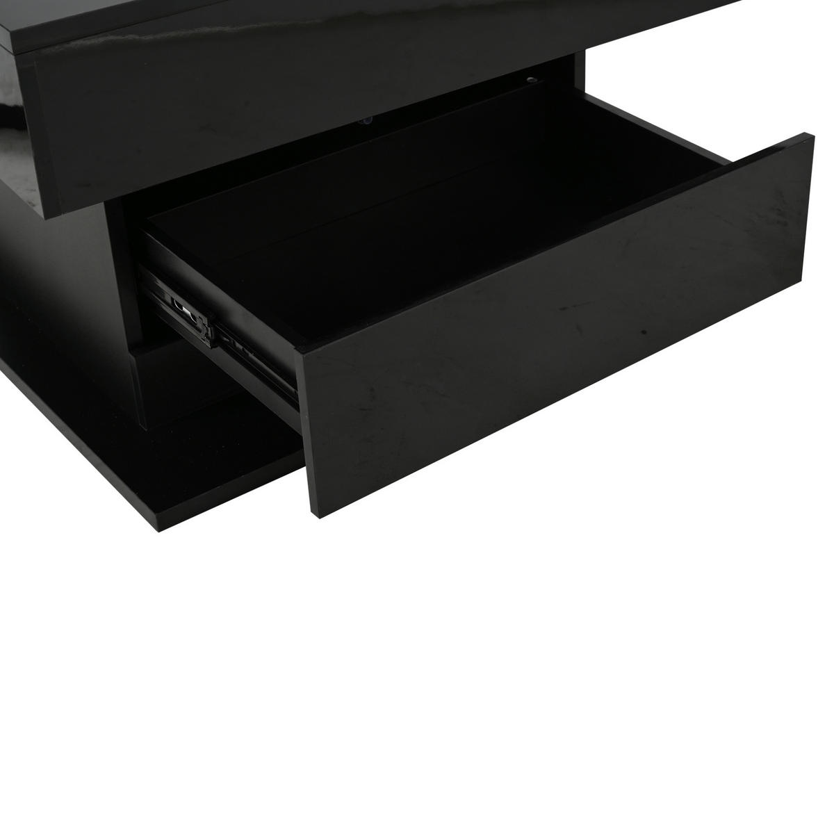 COUCHTISCH 70/70/45 cm schwarz aus Spanplatte mit Hebefunktion und 360° Drehplatte - Schwarz, Holzwerkstoff (70/70/45cm) - OKMYHOME
