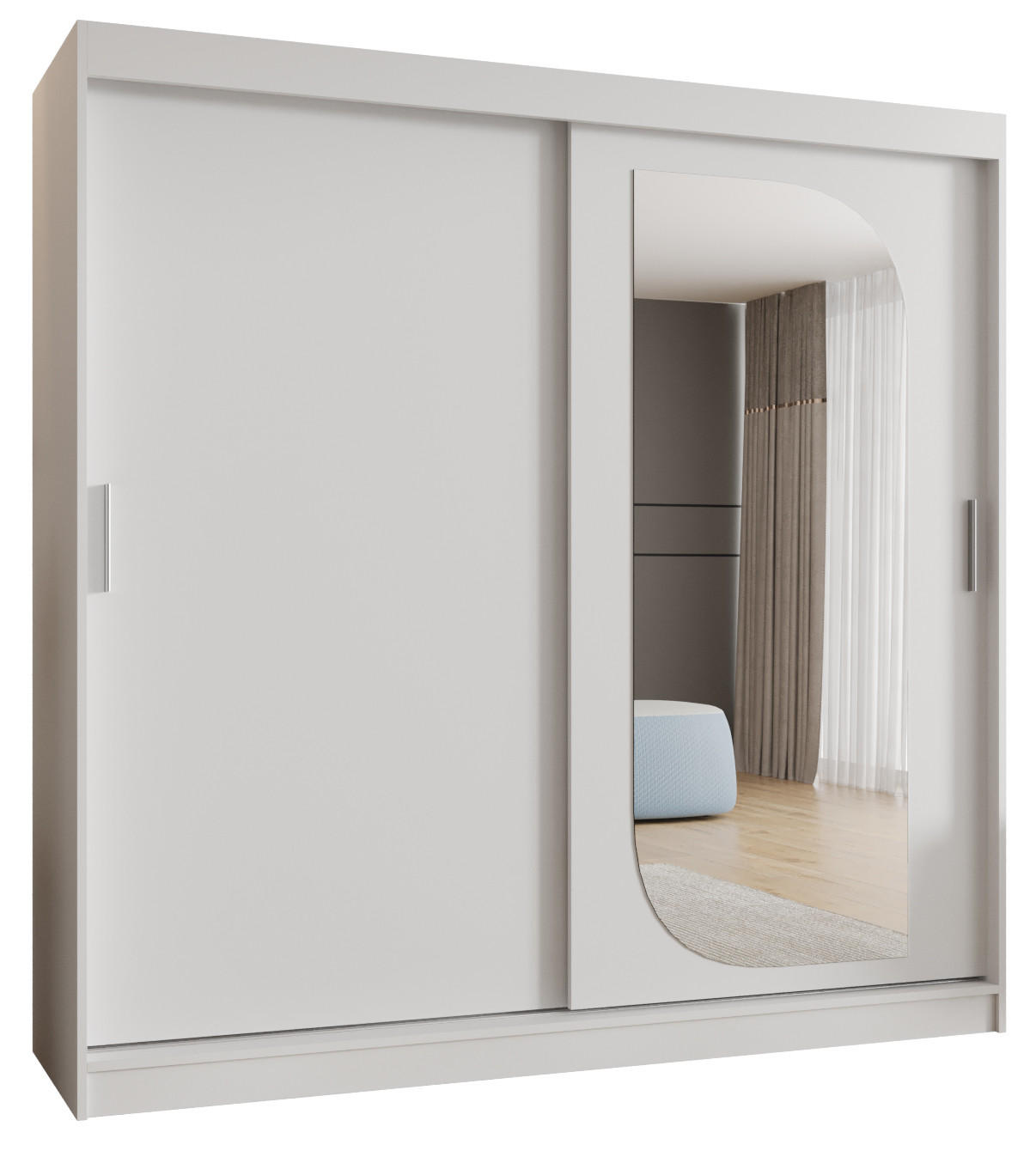 SCHWEBETÜRENSCHRANK 200/200/62 2-türig - Silberfarben/Weiß, Holz (200/200/62cm) - MÖBEL KRYSPOL