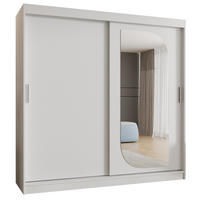 SCHWEBETÜRENSCHRANK 200/200/62 2-türig - Silberfarben/Weiß, Holz (200/200/62cm) - MÖBEL KRYSPOL