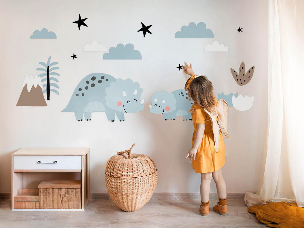 WANDAUFKLEBER 60x102cm - Dinosaurier wilde Vegetation - Multicolor, Kunststoff (60/102/0.1cm) - Wallfluent