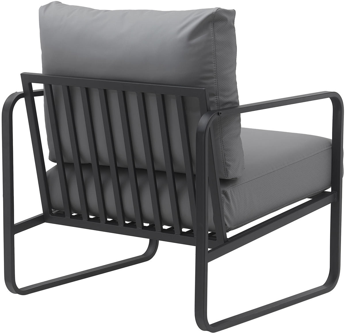 SESSEL Lederlook grau - Schwarz/Grau, Textil/Metall (70/82/74cm) - CLP