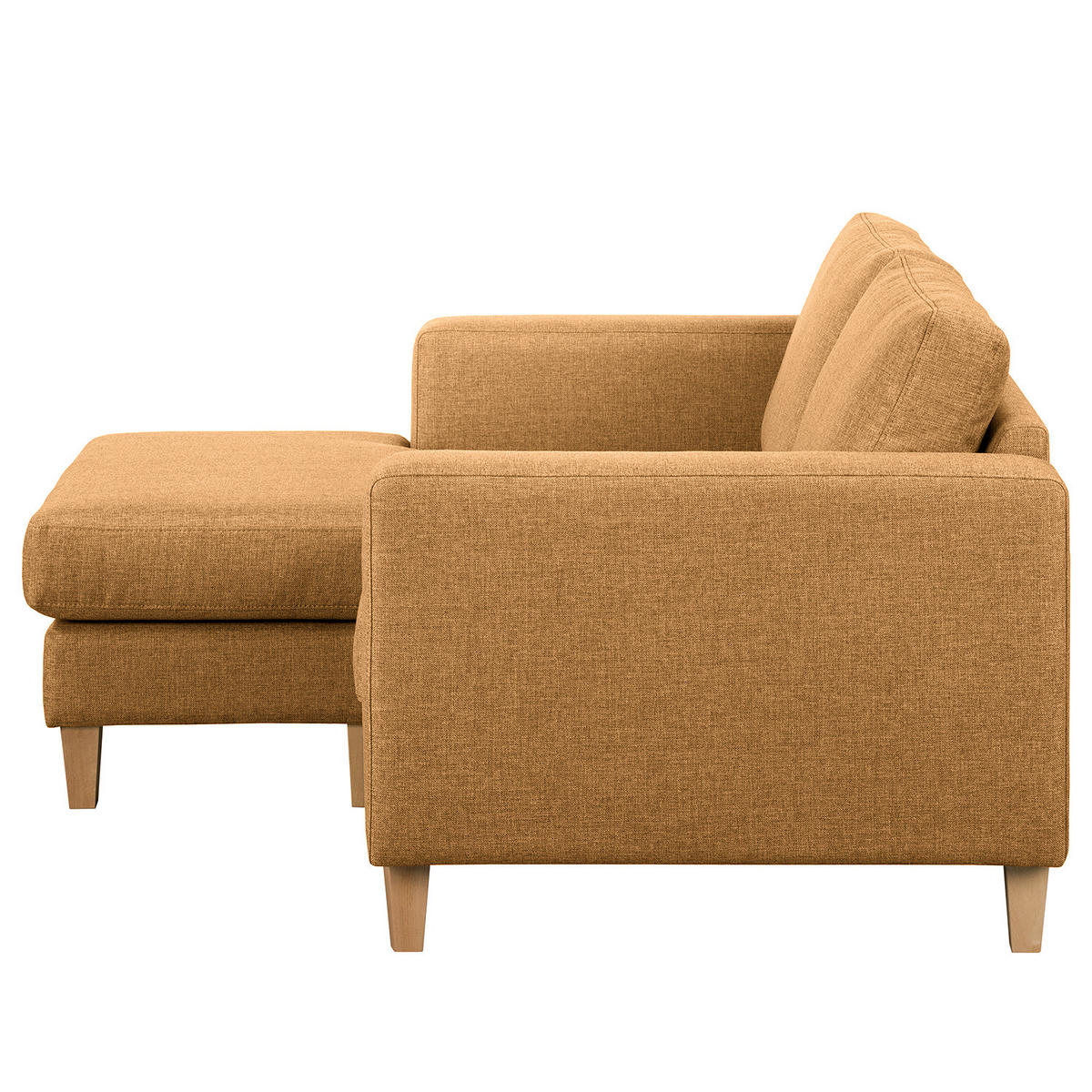 1-SITZER ECKSOFA mit Longchair - Gelb/Buchefarben, Buchenholz/Textil (154/140cm) - home24