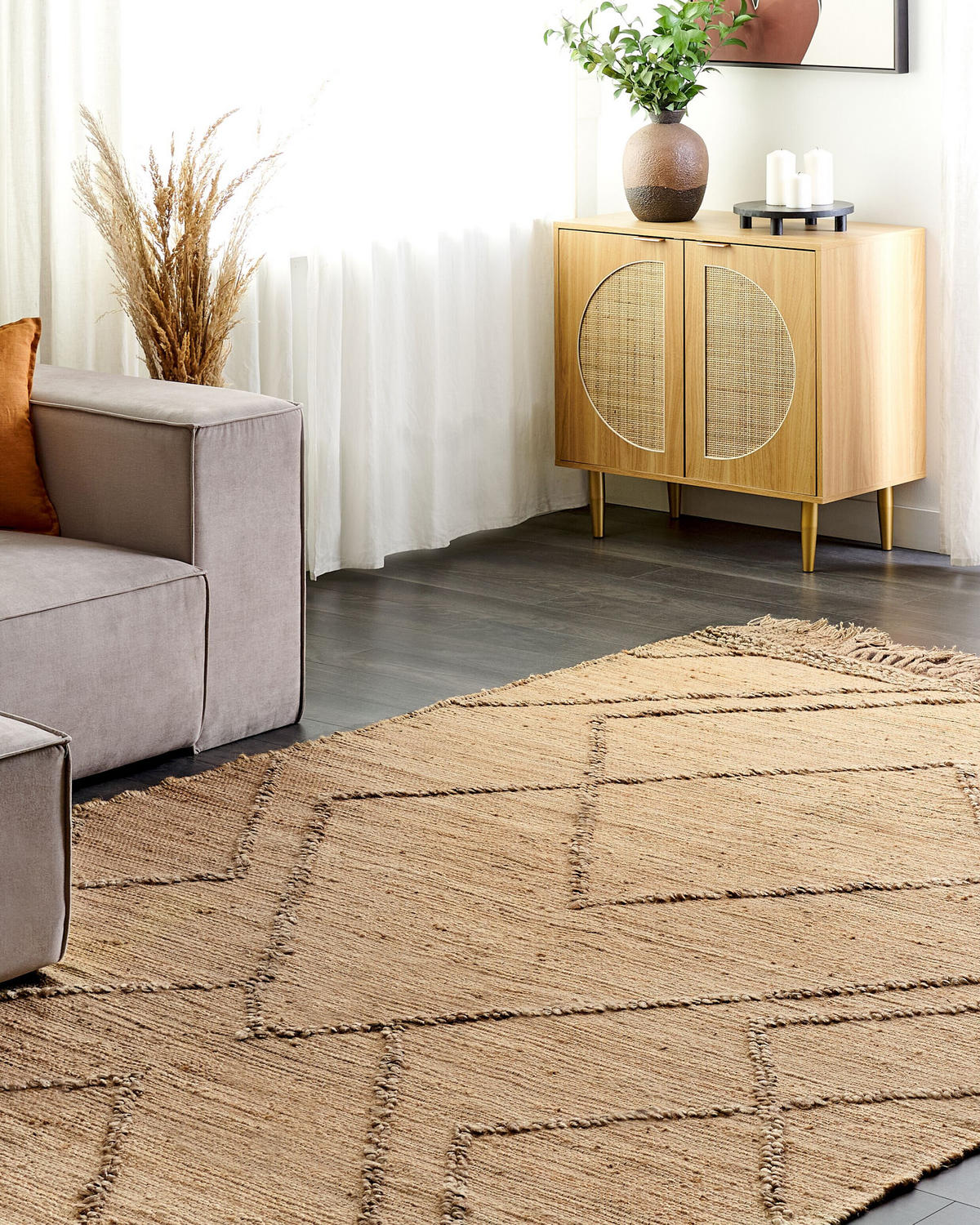 TEPPICH geflochten Beige 200/300 cm Handere - Beige, Naturmaterialien (200/300cm) - Beliani