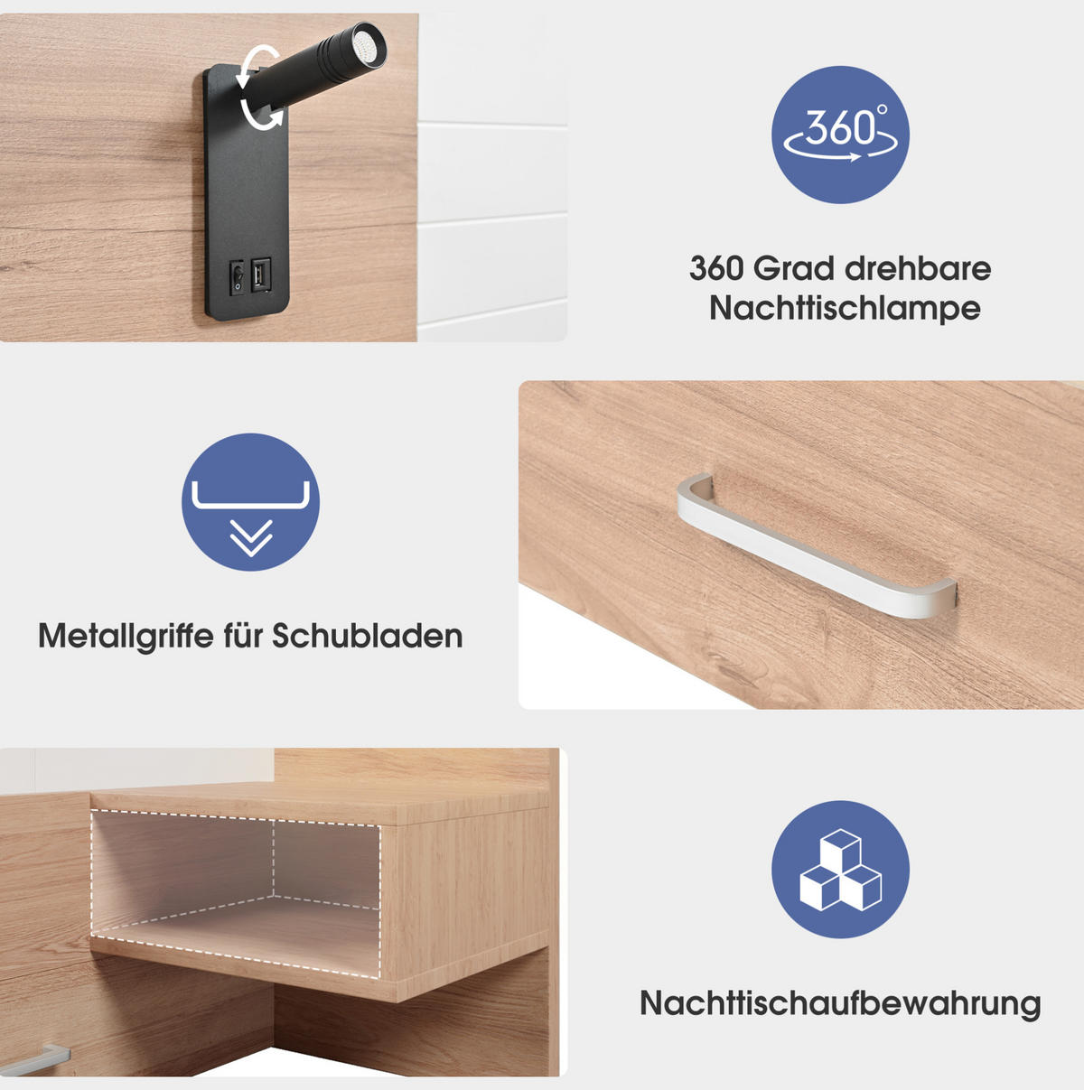 POLSTERBETT aus Massivholz und MDF 160x200 cm in Weiß mit USB & Leselicht - Weiß, Holzwerkstoff (160/200cm) - Modfu