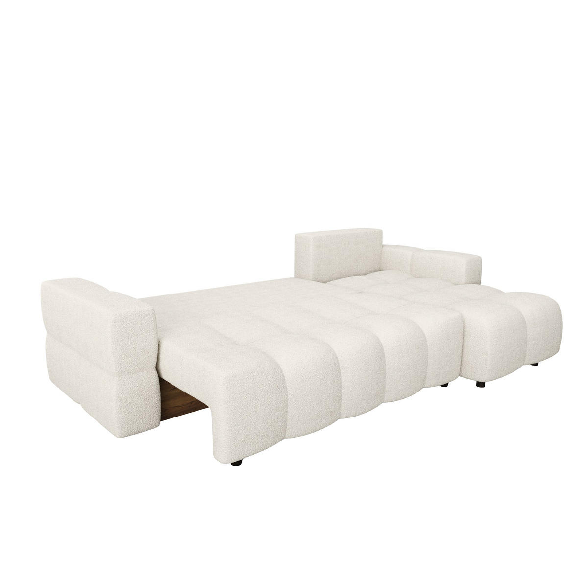 ECKSOFA RECHTS SCHLAFSOFA Mit Stauraum Bouclé creme 286 cm - Creme, Textil (286/169cm) - Sia Home