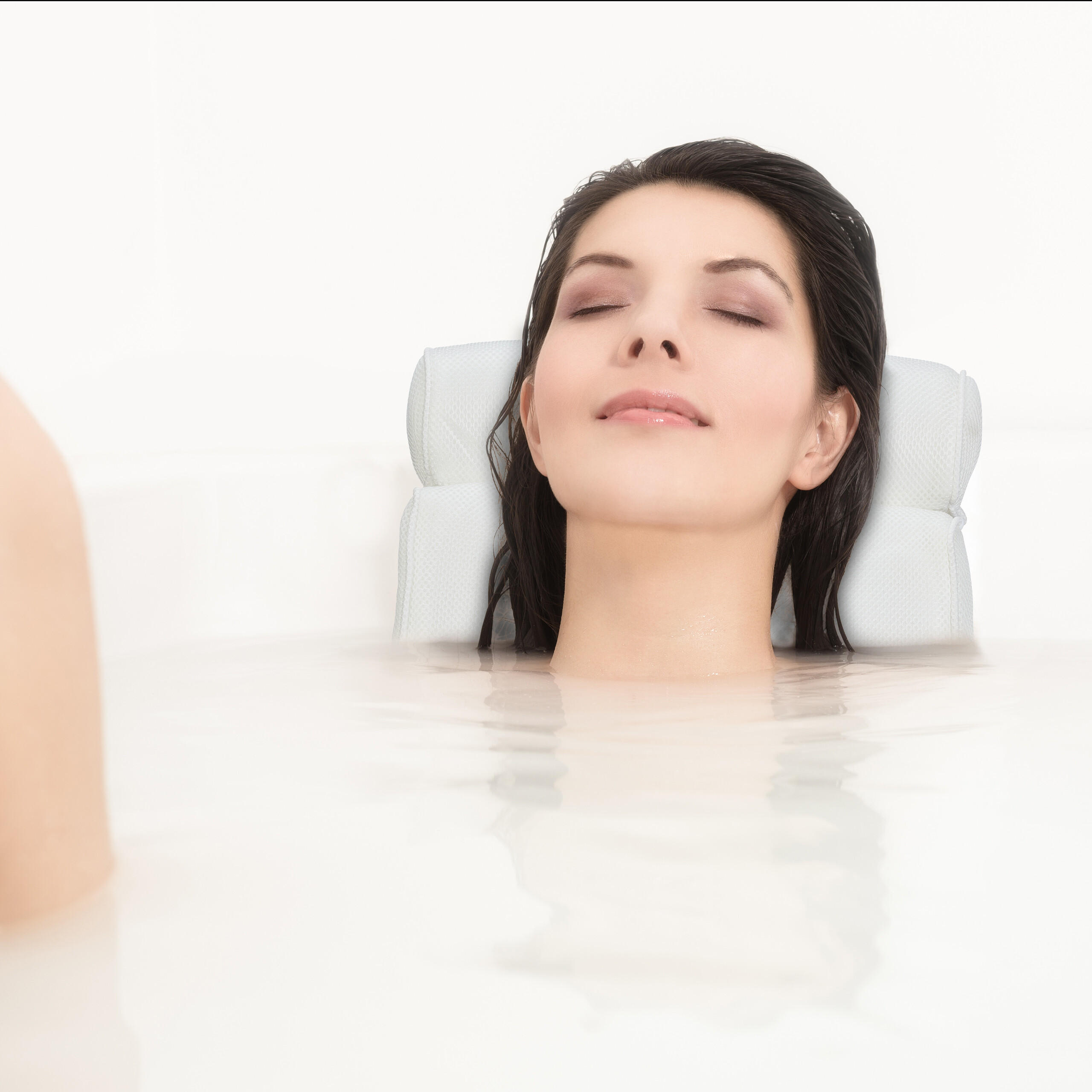 BADEWANNENKISSEN - Weiß, Kunststoff/Textil (43/36cm) - Relaxdays