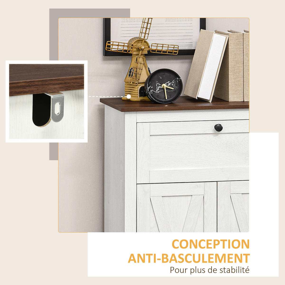 SIDEBOARD Weiß, 2 Türen, 1 Schublade, 60/30/87,5 cm - Weiß, Holz (60/87.5/30cm) - PANGIVO