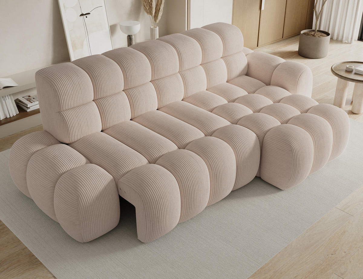 ECKSOFA Lorveno R - Creme (Jarell 20) - Creme, Holzwerkstoff (283/165cm) - Möblo