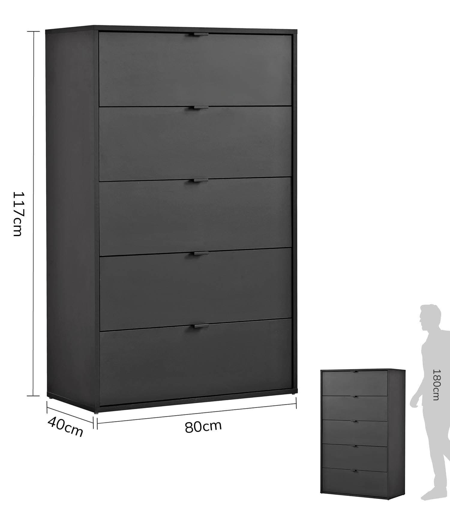 Thumbnail - Mokebo Kommode, Anthrazit, Holzwerkstoff, 80x117x40 cm, Wohnzimmer, Kommoden & Sideboards, Highboards