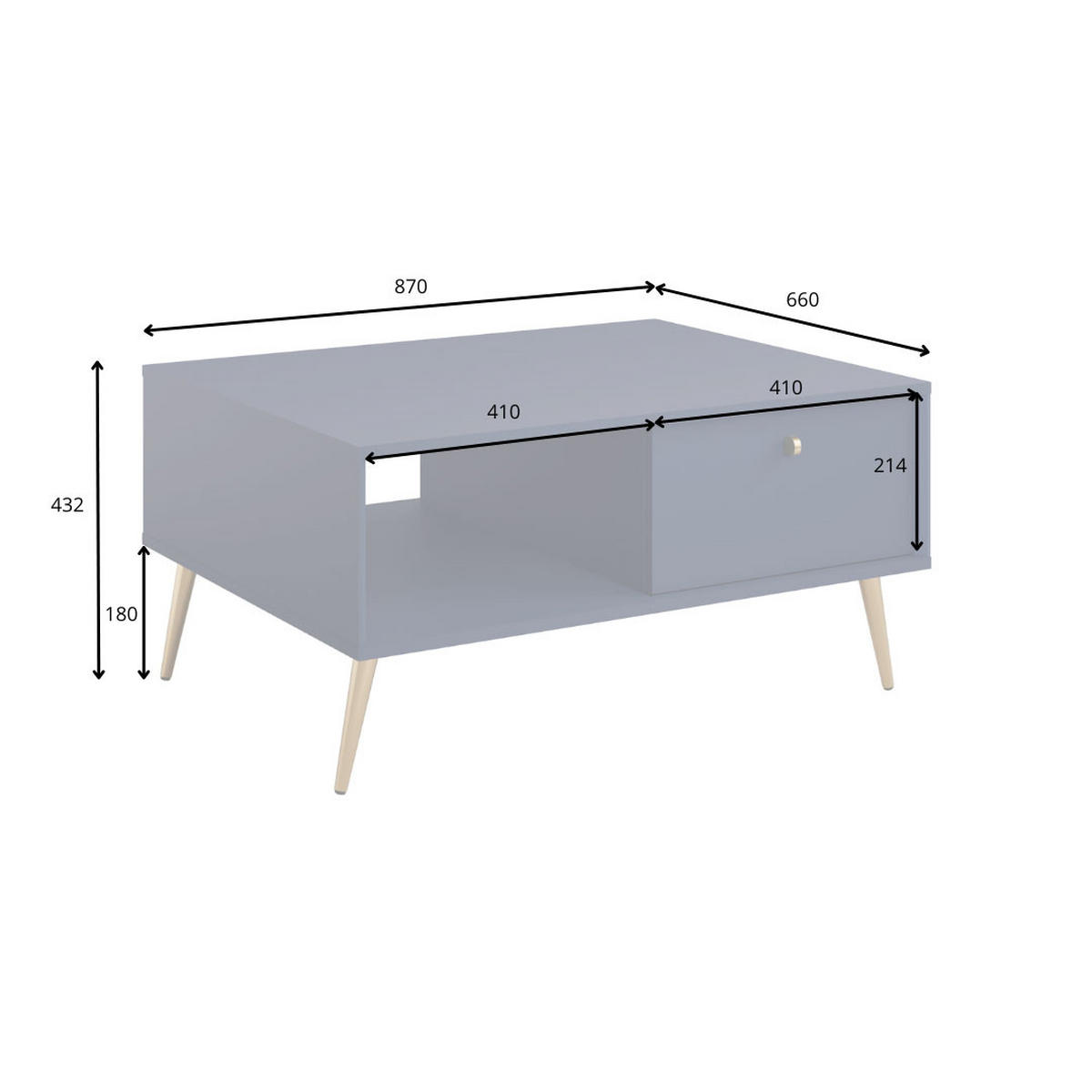 COUCHTISCH Rose sandbeige 87 / 66 / 43cm - Beige/Goldfarben, Holz/Holzwerkstoff (66/87/43cm) - Feldmann-Wohnen