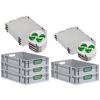 EUROBOX 5x Nextgen Color Mit Auflagedeckel 12x40x60cm Griffe Grün Offen - Grün, Kunststoff (40/12/60cm) - PROREGAL