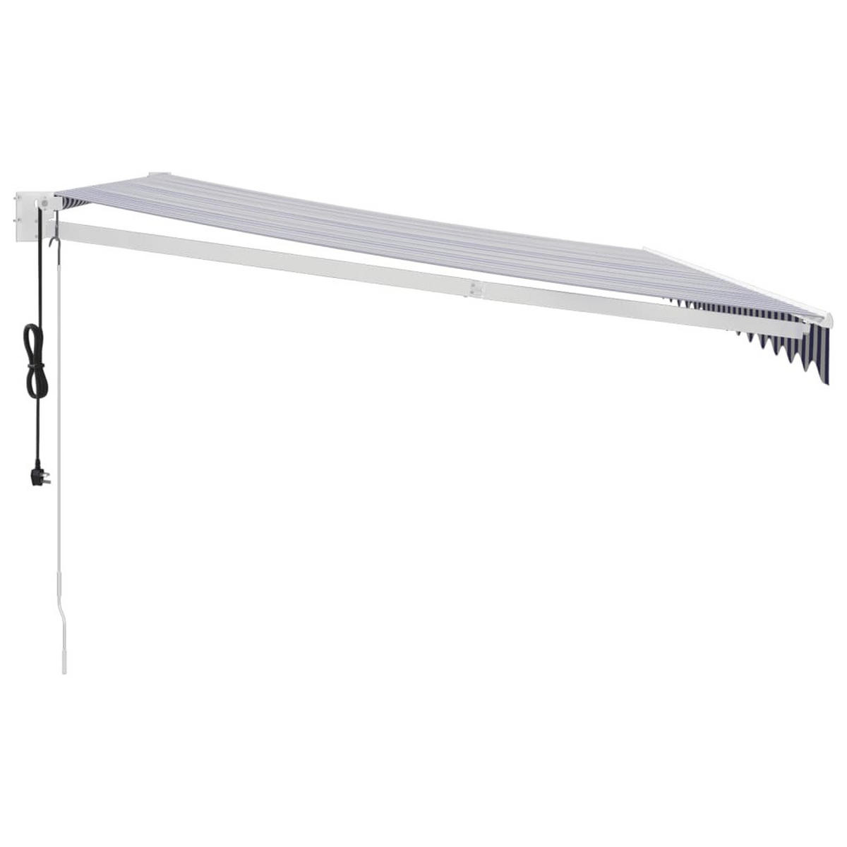 ELEKTRISCHE Markise mit Kurbel Blau und Weiß 4,5x3 - Blau/Weiß, Textil (450/150/300cm) - furnicato