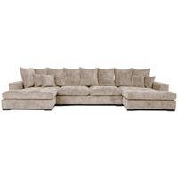 WOHNLANDSCHAFT Dahlia mit Schlaffunktion und Bettkasten in U-Form - Beige Chenille 373/92/155 cm - Beige/Schwarz, Kunststoff/Textil (373/92/155cm) - WFL GROUP