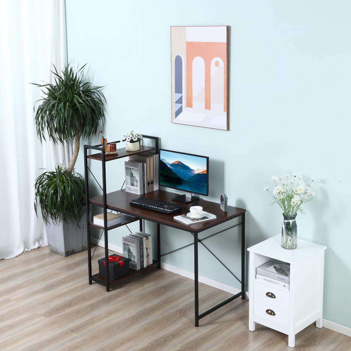BÜROTISCH Braun, Schwarz 1 Stück - Braun, Holzwerkstoff (64/121/120cm) - GiPP