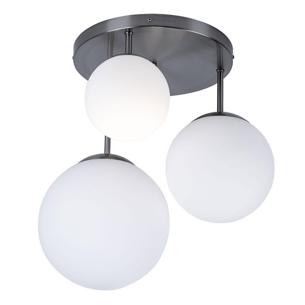 DECKENLEUCHTE Metall Silber opal - Silberfarben, Glas (46.5/46.5/44cm) - Globo Lighting
