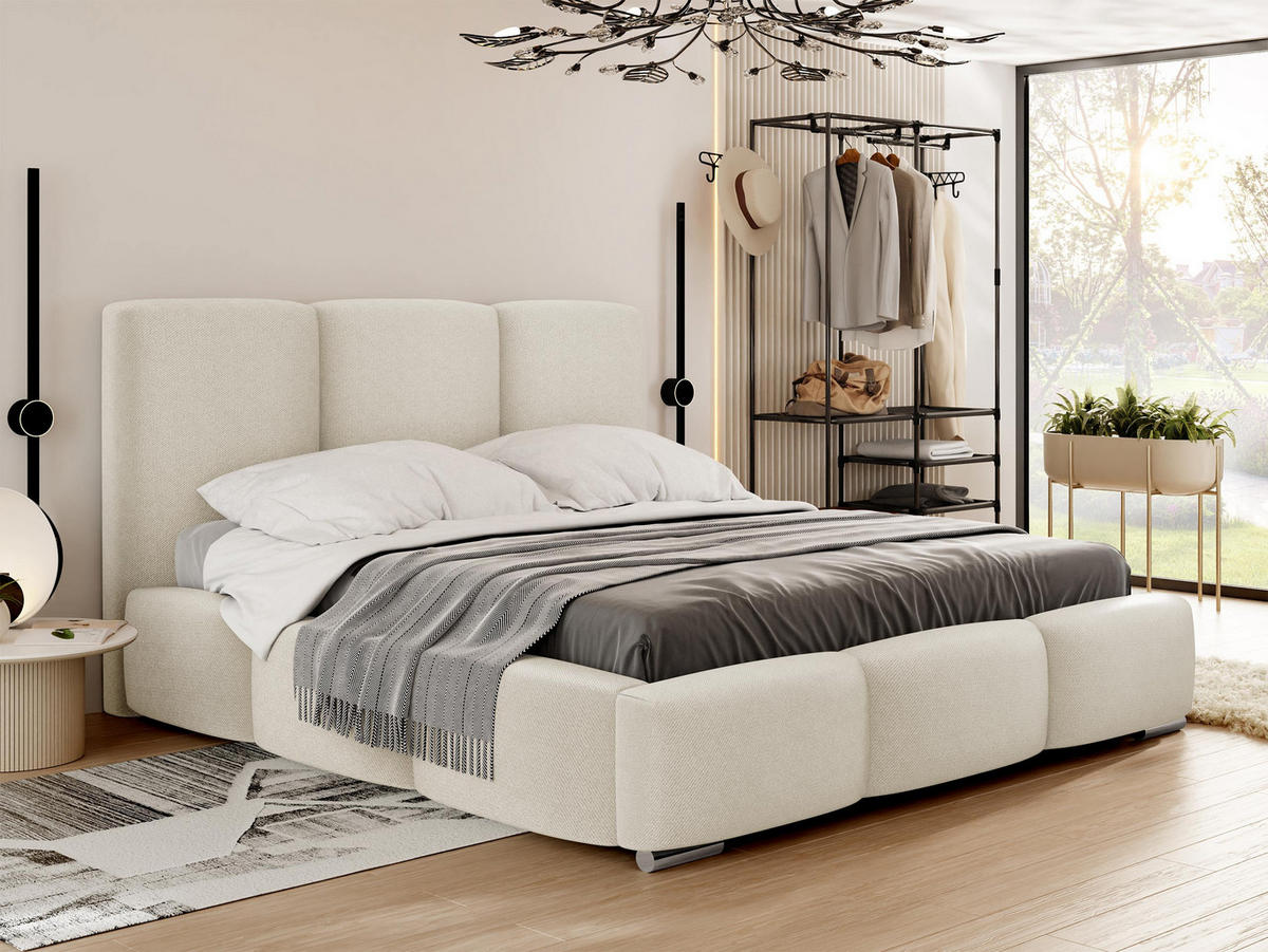 POLSTERBETT Olweria - Chromfarben/Naturfarben, Holz/Textil (180/200cm) - MIRJAN24