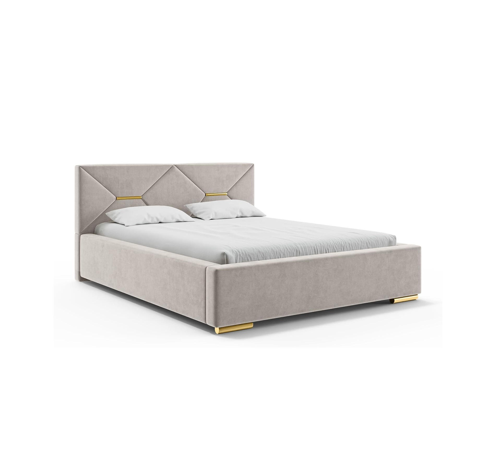 BETT LIZZY H3 - Taupe/Goldfarben, Holzwerkstoff (140/200cm) - Meblini
