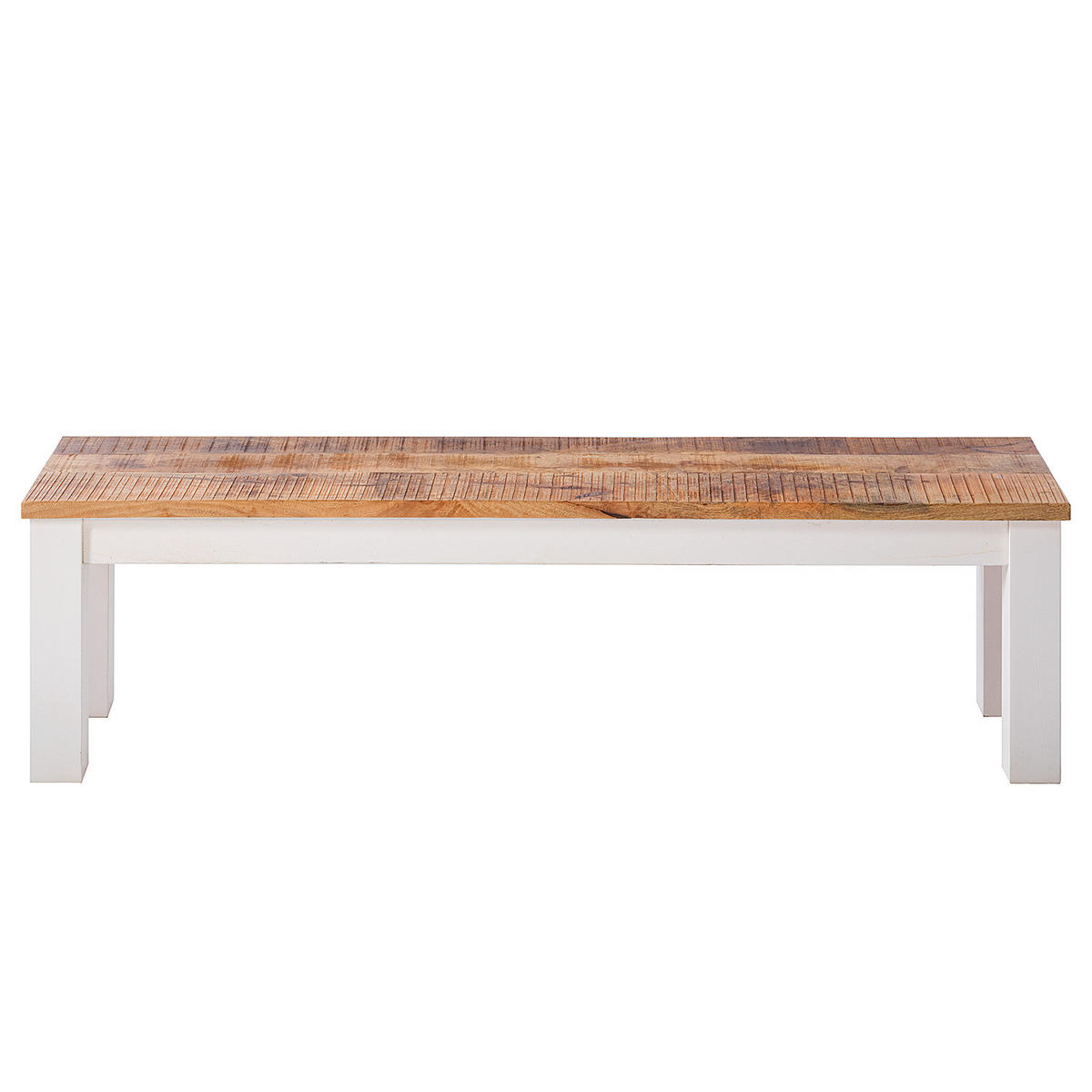 SITZBANK - Mango massiv - Braun/Weiß, Holz (180/45/40cm) - home24