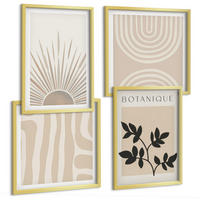 BILDER SET 4er Set - 50x50 cm & 40x60 cm Goldrahmen - Abstrakte Pflanzenmuster - Goldfarben, Kunststoff (50/50cm) - TULUP
