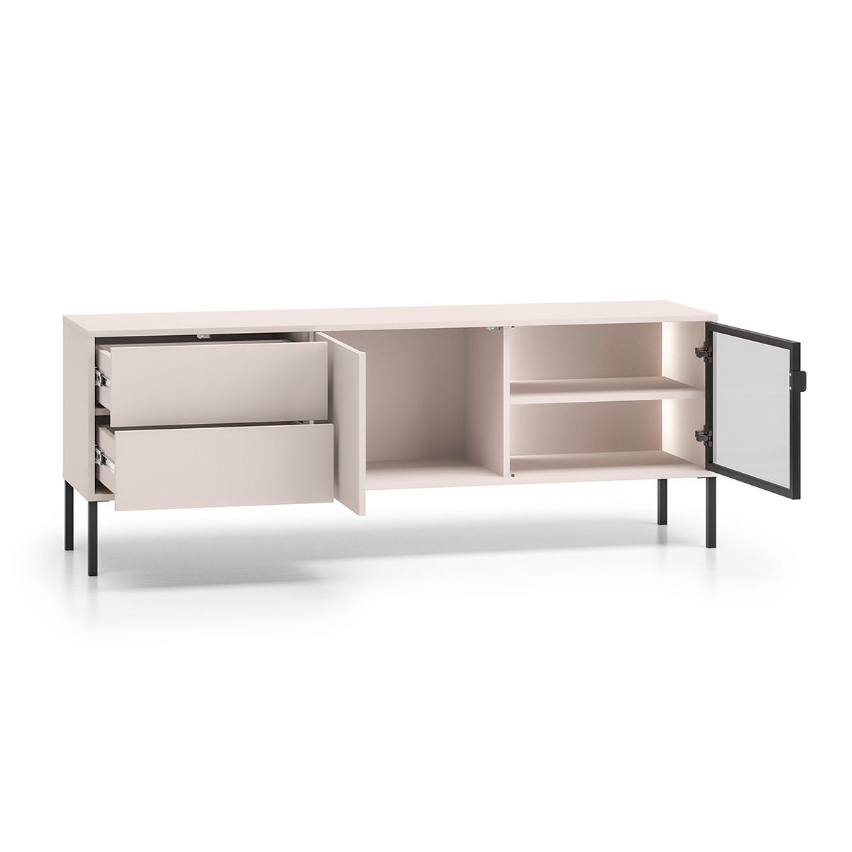 TV-MÖBEL Paige Kaschmir und Schwarz - Beige, Holzwerkstoff (160/59/40cm) - Petits-meubles