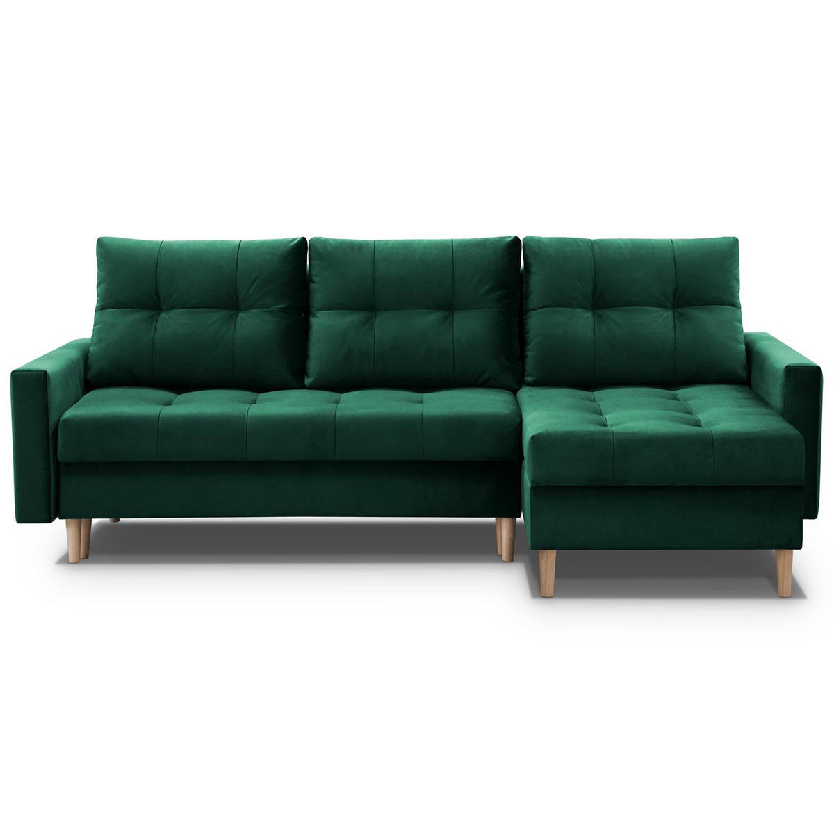 ROHOVÁ POHOVKA Halant s úložným prostorem, univerzální otoman, velurová látka, tmavě zelená - tmavě zelená, textil (220/140cm) - Beautysofa