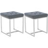 SITZWÜRFEL 2er Set Lederlook grau - Edelstahlfarben/Grau, Textil/Metall (40/48/40cm) - CLP