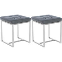 SITZWÜRFEL 2er Set Lederlook grau - Edelstahlfarben/Grau, Textil/Metall (40/48/40cm) - CLP