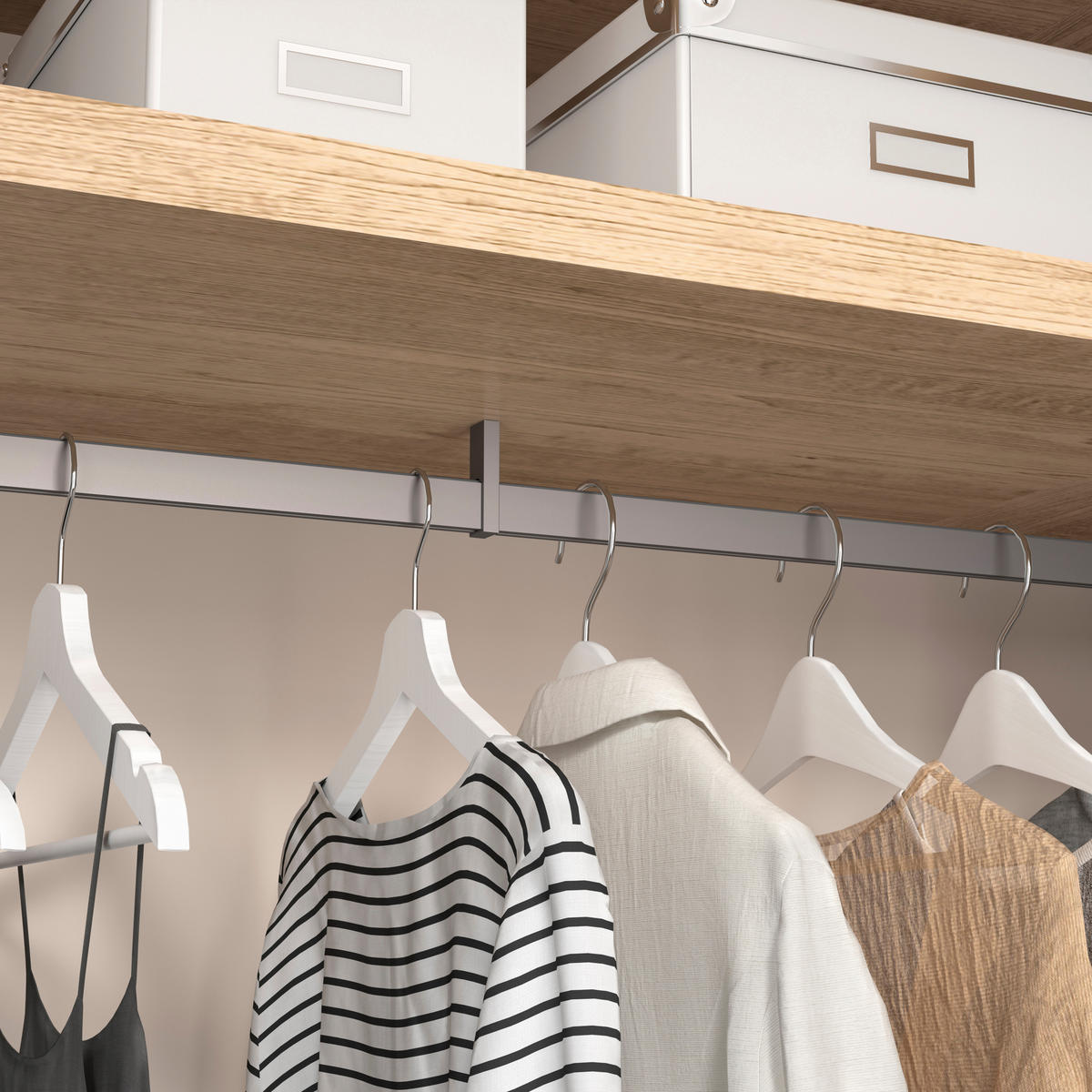 GARDEROBENSTANGEN Luxe, 1,15m mit Halterungen, Aluminium und Kunststoff, Steingrau lackiert 2er-set - Grau, Metall (120cm) - EMUCA