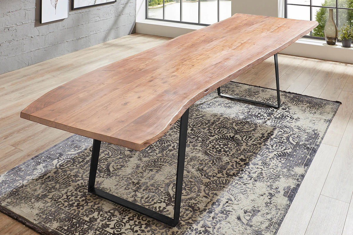 ESSTISCH HOBART - Beige/Schwarz, Holz/Metall (100/280/77cm) - SAM