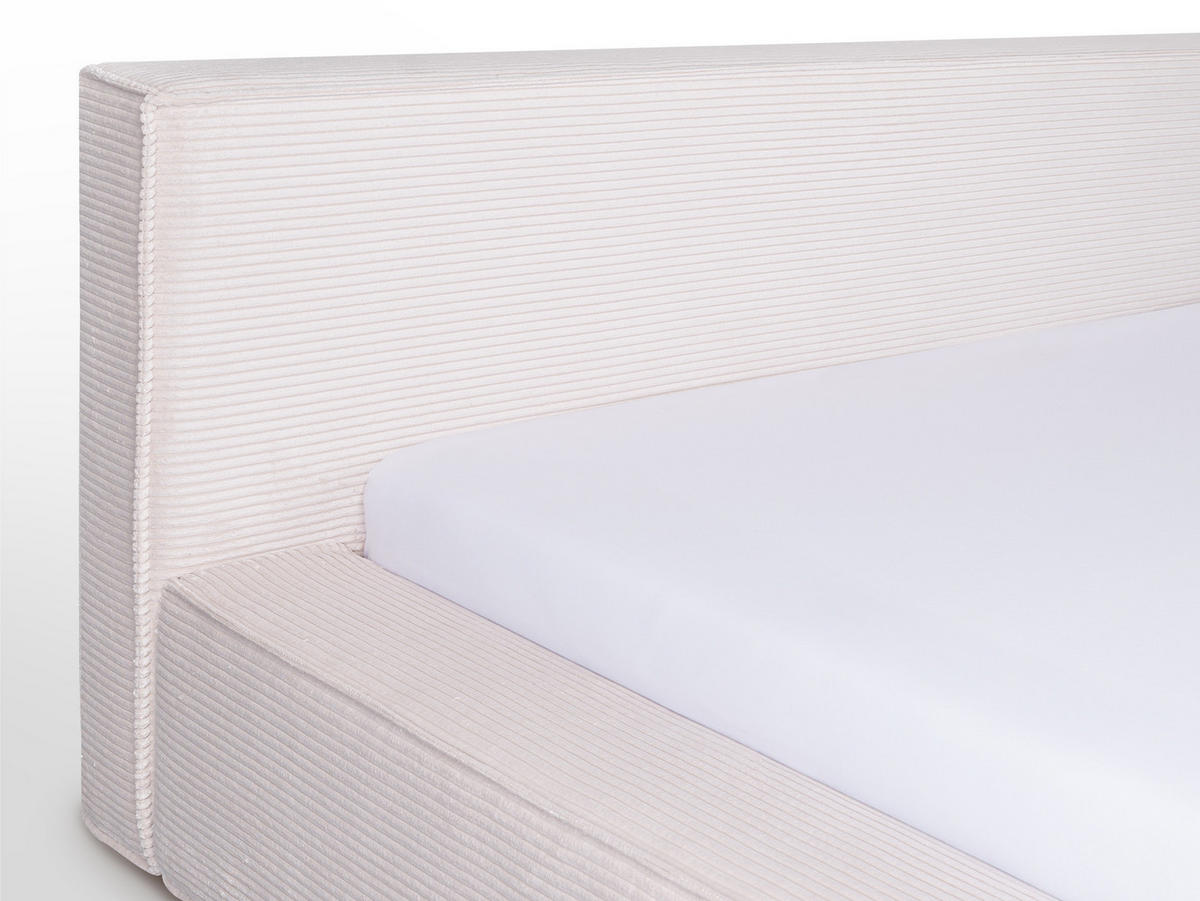 POLSTERBETT Fyn Hellbeige 180/200 cm Cordstoff mit Bettkasten - Beige, Textil/Metall (180/200cm) - wonello