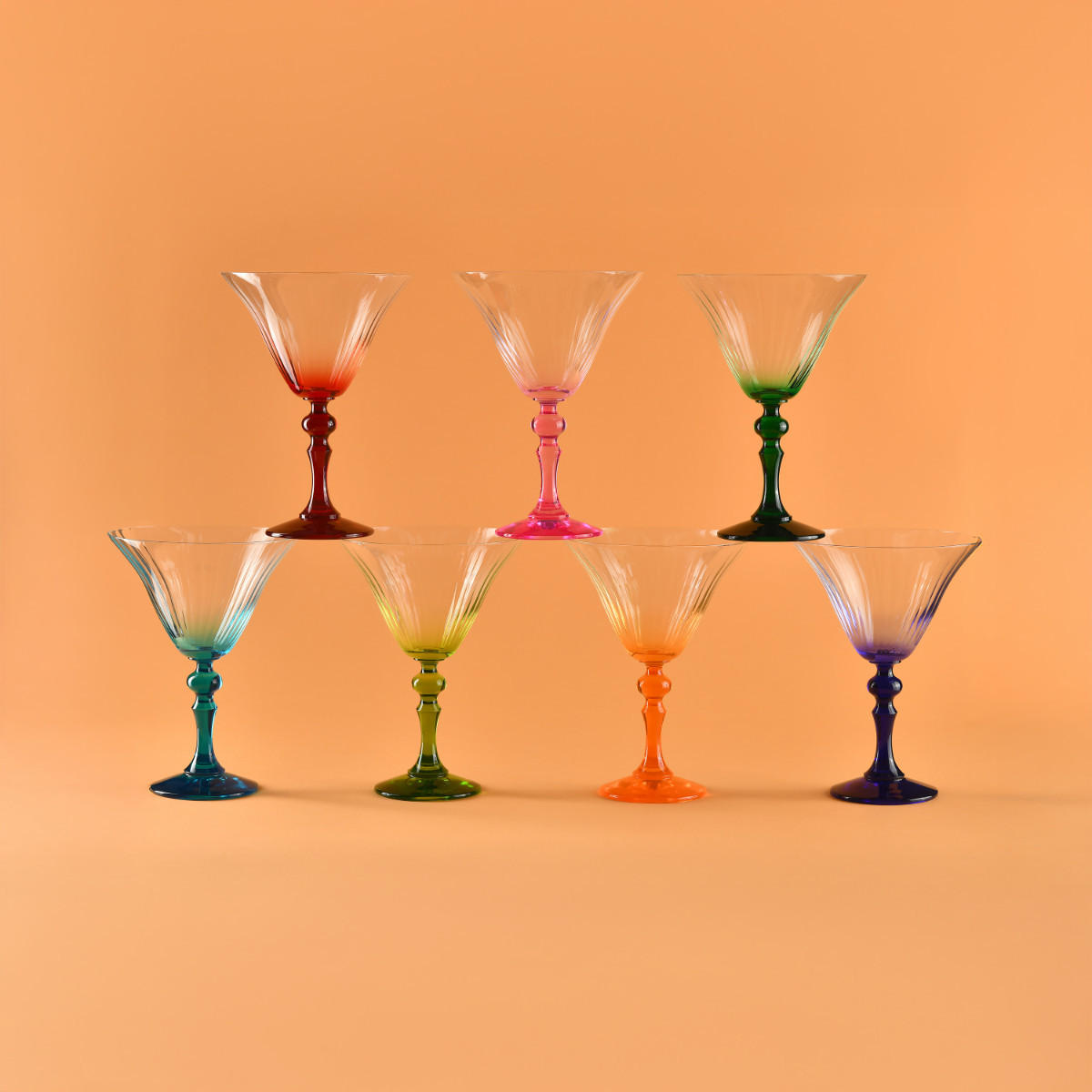 COCKTAILGLÄSER BUBBLE CELEBRATION MOMENTS MIT GELBEM STIEL, 2ER-SET, 170 ML - Transparent/Gelb, Glas (0.17L) - Krosno Glass