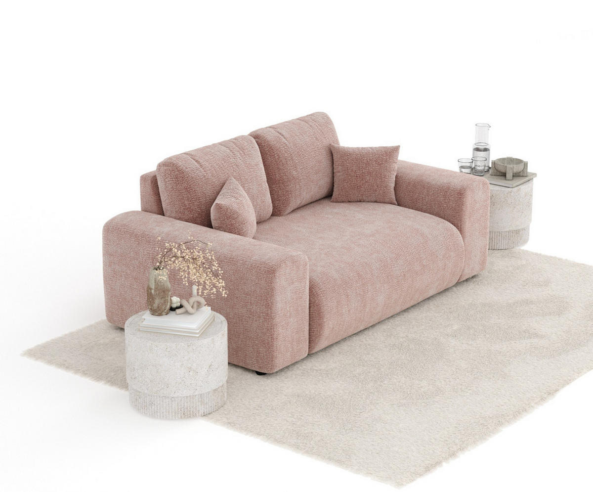 2-SITZER-SOFA Zanzibar Rosa Chenille - Schwarz/Rosa, Holz/Holzwerkstoff (178/79/108cm) - Maison de Reve
