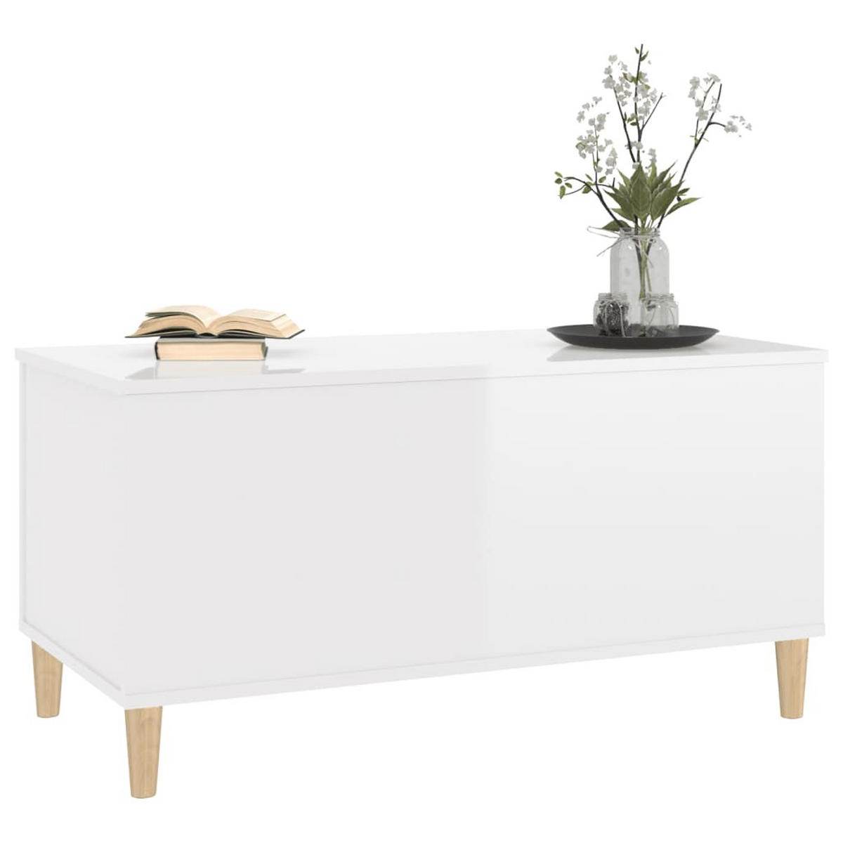 COUCHTISCH Hochglanz-Weiß 90x44,5x45 cm Holzwerkstoff - Weiß, Holzwerkstoff (90/44.5/45cm) - furnicato