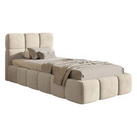 POLSTERBETT Cloudy Hellbeige Samt, Bettkasten & Lattenrost, 90x200 cm - Ecru/Schwarz, Kunststoff/Textil (90/200cm) - Selsey