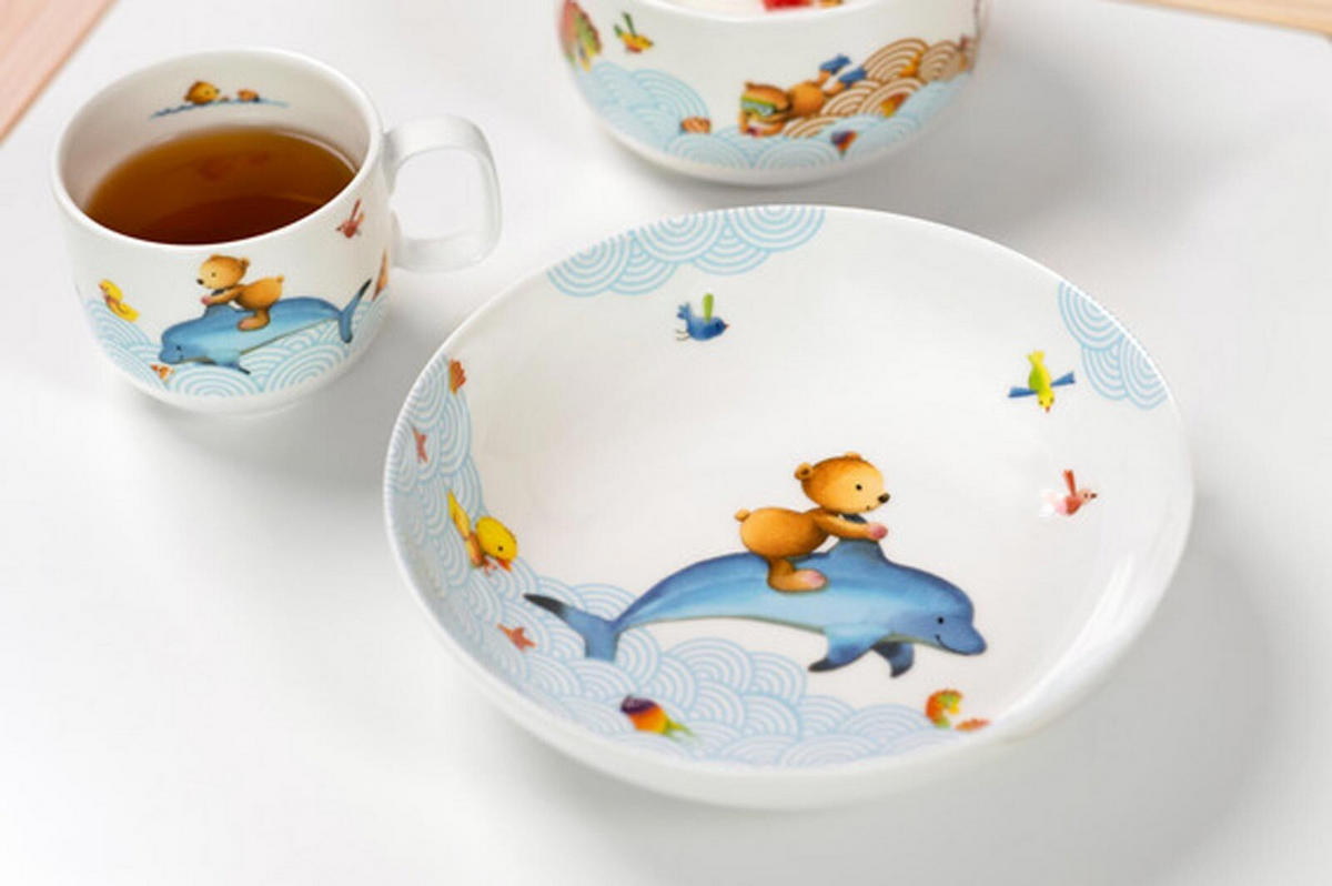 KINDERGESCHIRRSET Happy as a Bear bunt 3er Set - Multicolor, Keramik (1/1/1cm) - Villeroy & Boch