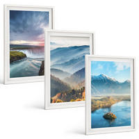 BILDER SET 3er Set - 40x60 cm Weißer Rahmen - Berglandschaften, Wasserfälle - Weiß, Kunststoff (40/60cm) - TULUP