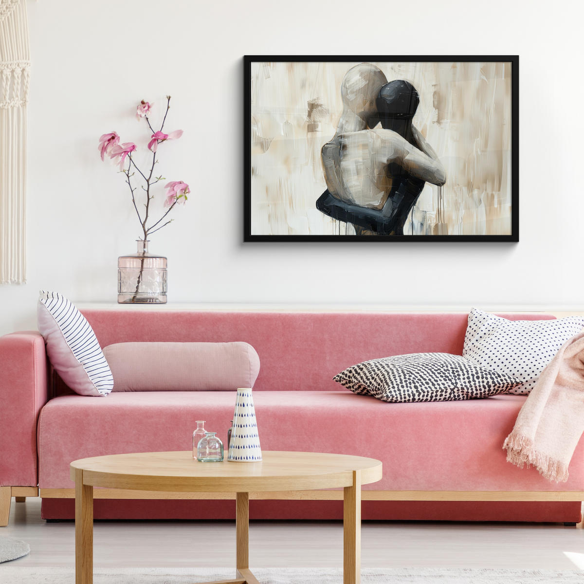 ZARÁMOVANÝ PLAGÁT Abstraktné - Láska - Čiernobiele - Moderné 90x60 cm - čierna, papier (90/60cm) - MuchoWow