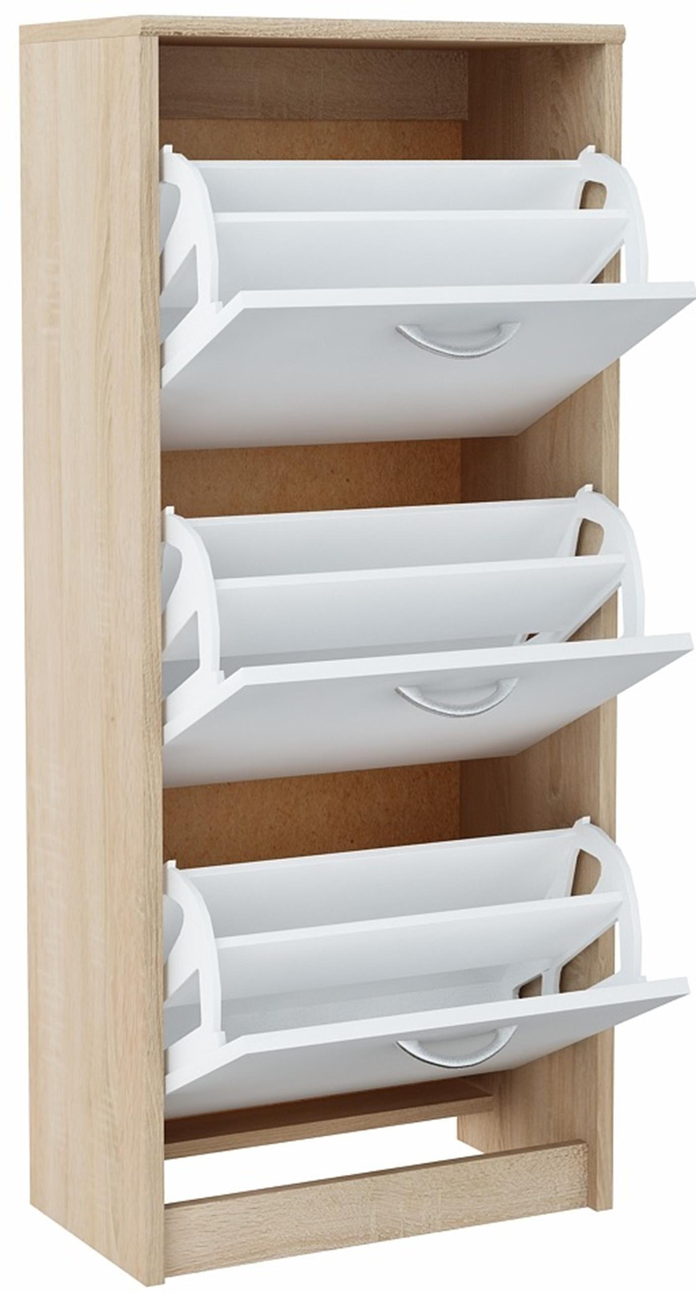 SCHUHSCHRANK 3S Sonoma Eiche-Weiß 50/28/116 cm - Weiß/Sonoma Eiche, Holzwerkstoff (50/116/28cm) - Matkam Möbel