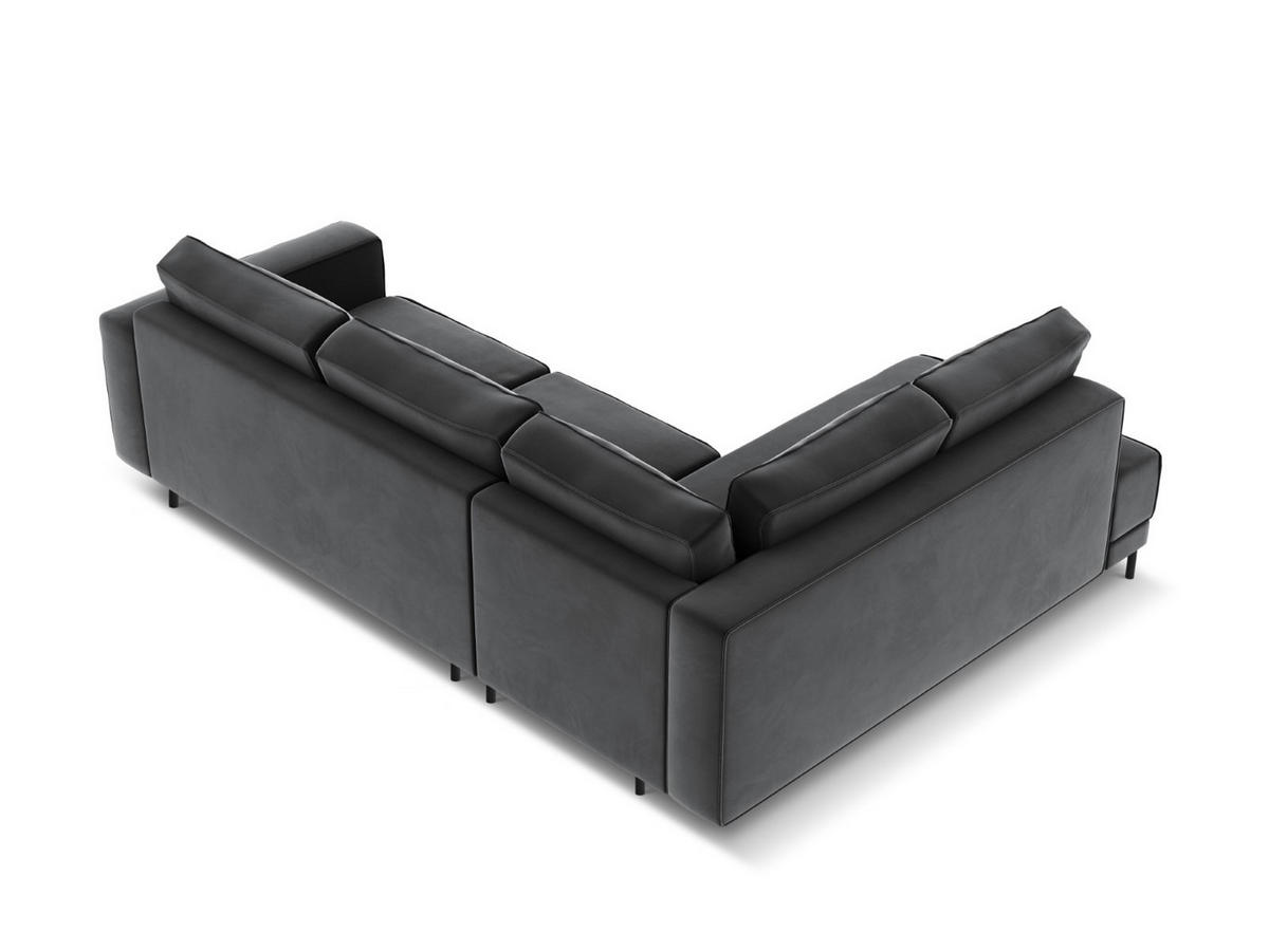 AUSKLAPPBARES-ECKSOFA links Caro aus Samt grau 5 Sitzplätze - Grau, Textil (187/247cm) - Micadoni