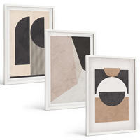 BILDER SET 3er Set - 40x60 cm Weißer Rahmen - Abstrakte Formen beige braun - Weiß, Kunststoff (40/60cm) - TULUP