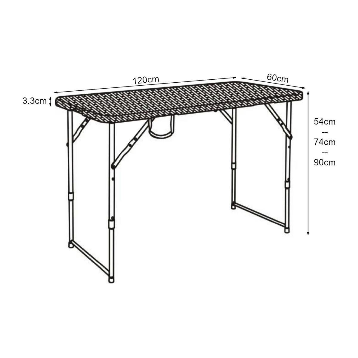 KLAPPTISCH Adelfia - Anthrazit, Kunststoff/Metall (120/60/90cm) - [en.casa]