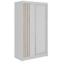 SCHWEBETÜRENSCHRANK mit Lamellen NAURU - 120 - Weiß und Eiche Artisan - Alufarben/Weiß, Holzwerkstoff/Metall (120/216/61cm) - MKS