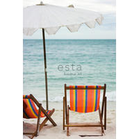 FOTOTAPETE Strand-Motiv 186 x 270 cm - Blau, Papier (186/270cm) - ESTAhome