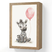 WANDLEUCHTE Zebra - Baby - Tiere - Rosa Luftballon 20x30 cm - Weiß, Holzwerkstoff (20/30/8cm) - OnlyWow